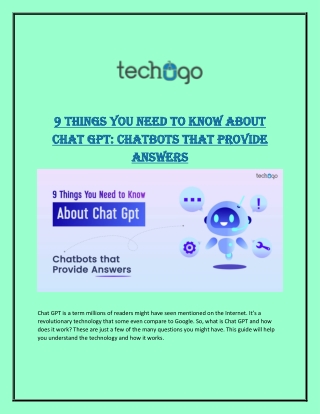 9 Things You Need to Know About Chat Gpt: Chatbots that Provide Answers