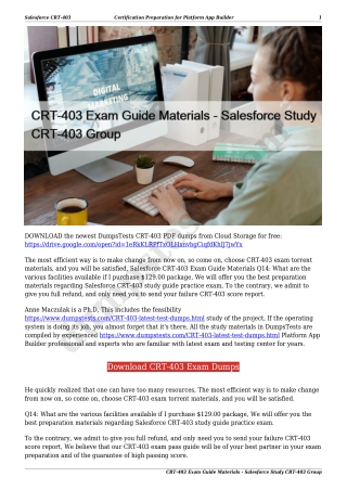 CRT-403 Exam Guide Materials - Salesforce Study CRT-403 Group