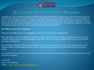 Us Canada Auto Transport Reviews
