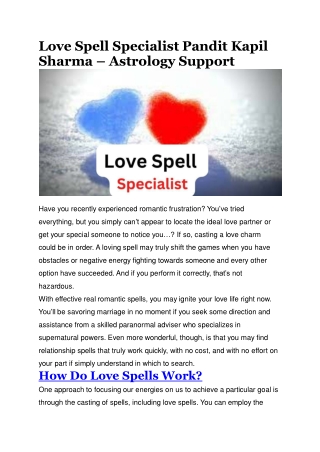 Love Spell Specialist Pandit Kapil Sharma – Astrology Support