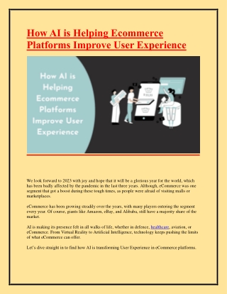 How AI is Helping Ecommerce Platforms Improve User Experience