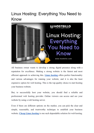 Linux Hosting: Everything You Need to Know