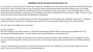 Wedding Ties for Grooms & Groomsmen Tie