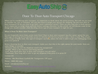 Door-To-Door Auto Transport Chicago