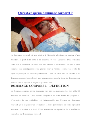 Dommage corporel : Guide complète