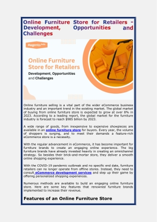 Online Furniture Store for Retailers - Development, Opportunities and Challenges