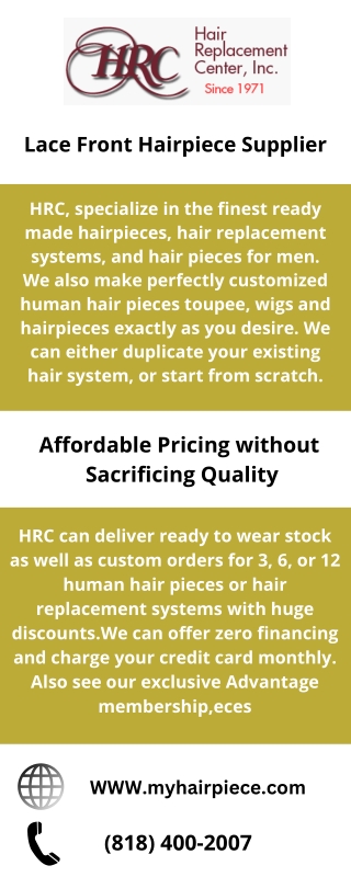 Lace front hairpiece supplier