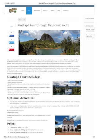 Book Guatapé Tour Now @ Landventure Travel