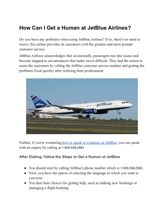 How Can I Get a Human at JetBlue Airlines?