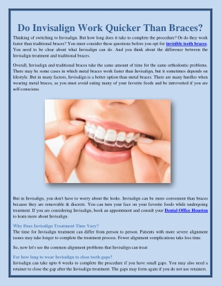 Do Invisalign Work Quicker Than Braces?