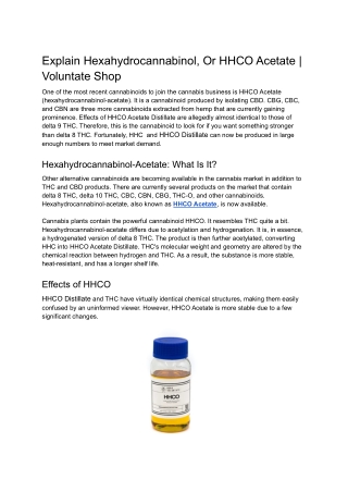 Explain Hexahydrocannabinol, Or HHCO Acetate _ Voluntate Shop