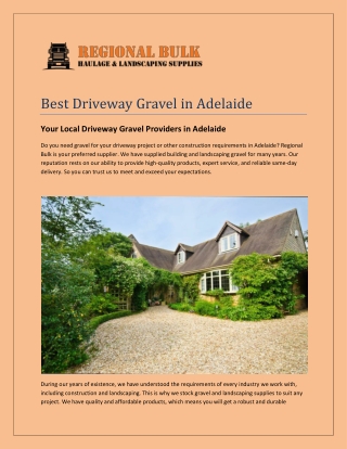 Best Driveway Gravel in Adelaide