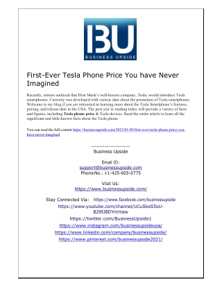 First Ever Tesla Phone Price You have Never Imagined