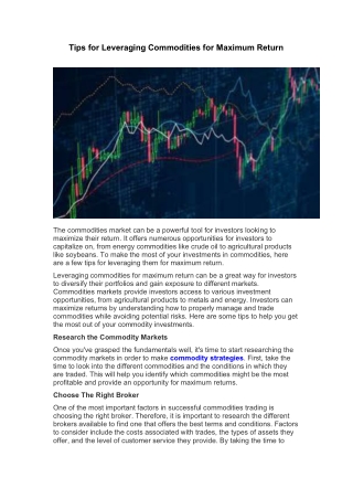 Tips for Leveraging Commodities for Maximum Return