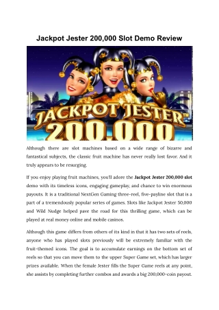 Jackpot Jester 200,000 Slot Demo Review