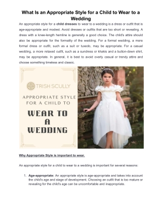 What Is an Appropriate Style for a Child to Wear to a Wedding