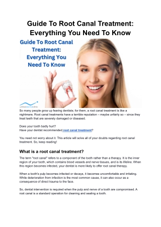 Guide To Root Canal Treatment: Everything You Need To Know