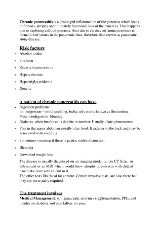 ABOUT CHRONIC PANCREATITS AND IT'S RISK FACTORS