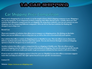 Car Shipping Price Comparison