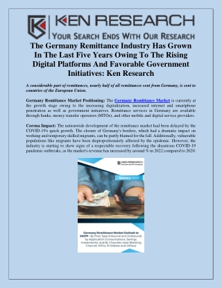 Germany Remittance Industry  - Ken Research