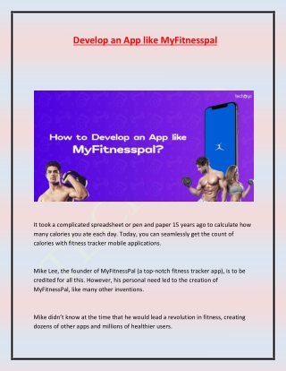 Develop an App like MyFitnesspal