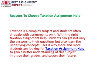 Reasons To Choose Taxation Assignment Help.