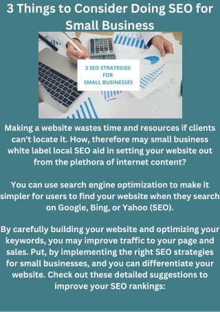 3 Things to Consider Doing SEO for Small Business