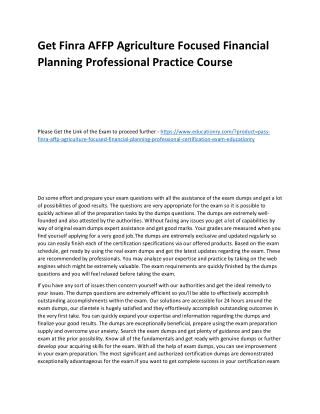 Finra AFFP Agriculture Focused Financial Planning Professional