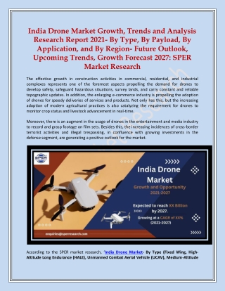 India Drone Market Growth, Trends and Analysis Research Report 2021