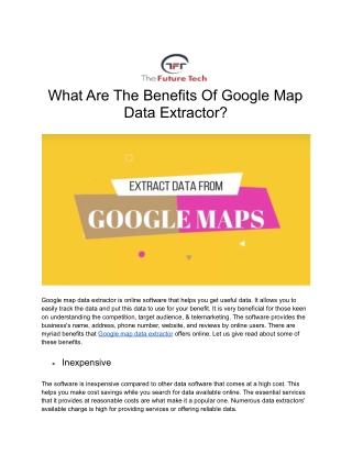 What Are The Benefits Of Google Map Data Extractor?