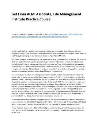 Finra ALMI Associate, Life Management Institute