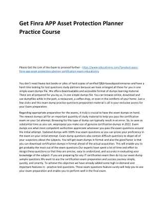 Finra APP Asset Protection Planner