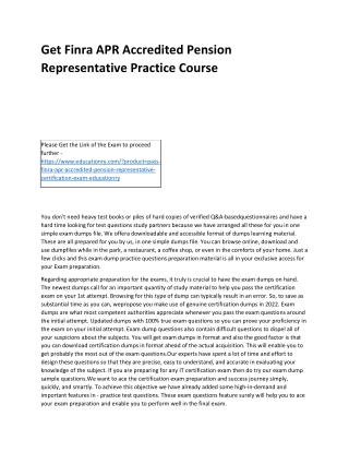 Finra APR Accredited Pension Representative