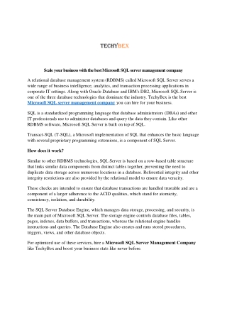Scale your business with the best Microsoft SQL server management company