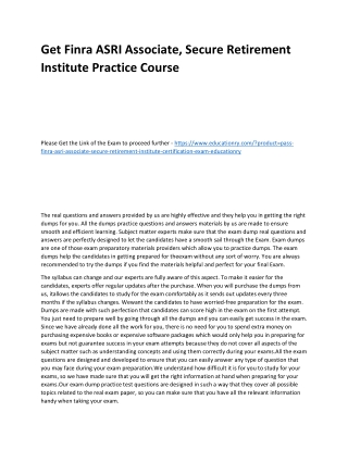 Finra ASRI Associate, Secure Retirement Institute