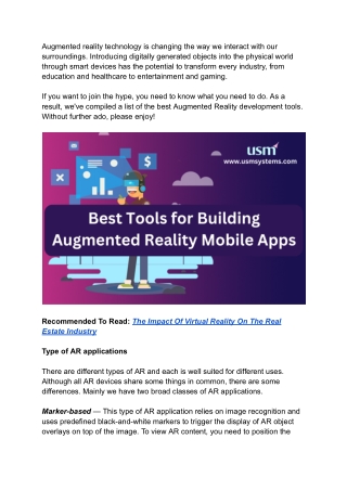 Best Tools for Building Augmented Reality Mobile Apps