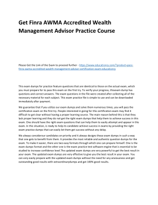 Finra AWMA Accredited Wealth Management Advisor