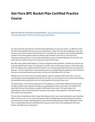 Finra BPC Bucket Plan Certified