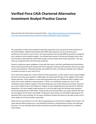 Finra CAIA Chartered Alternative Investment Analyst