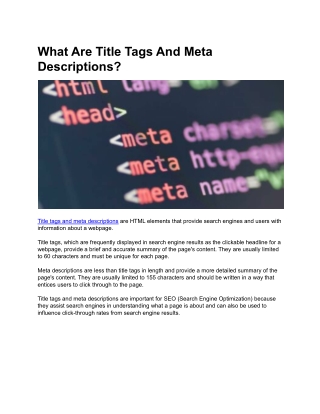 What Are Title Tags And Meta Descriptions_