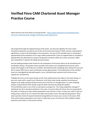 Finra CAM Chartered Asset Manager