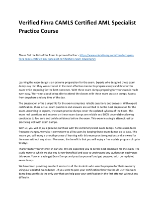 Finra CAMLS Certified AML Specialist