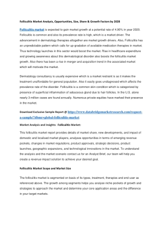 Folliculitis Market Analysis, Opportunities, Size, Share & Growth Factors by 2028