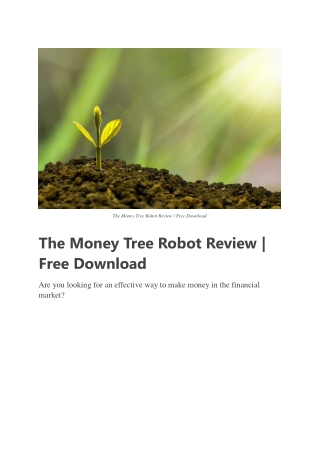 The Money Tree Robot Review