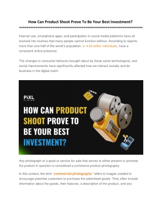 How Can Product Shoot Prove To Be Your Best Investment