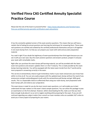 Finra CAS Certified Annuity Specialist
