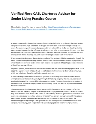 Finra CASL Chartered Advisor for Senior Living