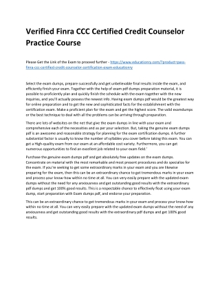 Finra CCC Certified Credit Counselor