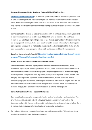 Connected Healthcare Market Growing at Eminent CAGR of 23.88 by 2029