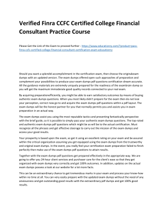 Finra CCFC Certified College Financial Consultant